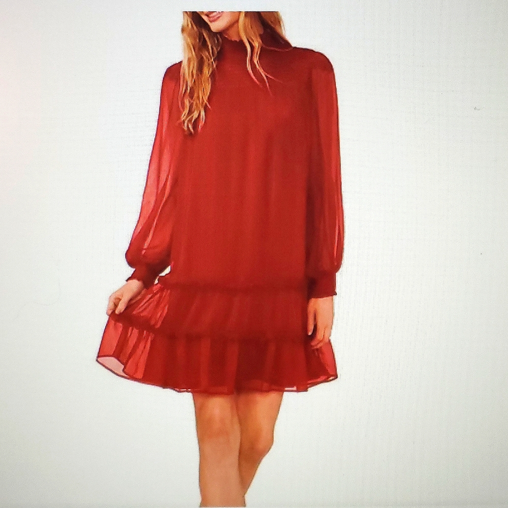 NWT - CECE Long Balloon Smocked Swing Dress Christmas Dres size Small